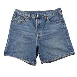 Levi's 501 Button Fly Mom Jean Shorts Vintage Wash Denim Blue Women's W33